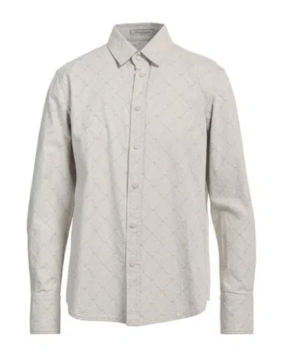 Trussardi Jeans Man Denim Shirt Beige Size 15 ¾ Cotton