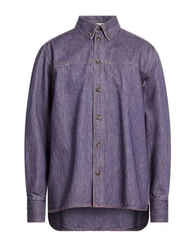 Trussardi Jeans Man Denim Shirt Purple Size 15 ¾ Cotton