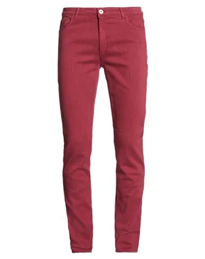 Trussardi Jeans Man Jeans Burgundy Size 34 Lyocell, Cotton, Viscose, Cupro, Elastane In Red
