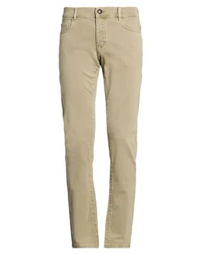 Trussardi Jeans Man Jeans Sage Green Size 32 Cotton, Elastane In Gray