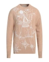 Trussardi Jeans Man Sweater Beige Size M Acrylic, Merino Wool, Alpaca Wool In Beige
