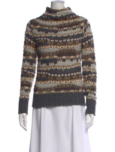 Pre-owned Trussardi Jeans Patterned Turtleneck Sweater In Multicolor