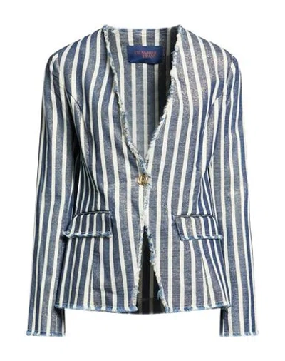 Trussardi Jeans Woman Blazer Blue Size 4 Cotton, Viscose, Polyester, Polyamide In Multi