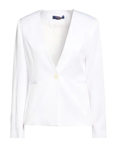 Trussardi Jeans Woman Blazer White Size 4 Cotton, Polyester, Elastane