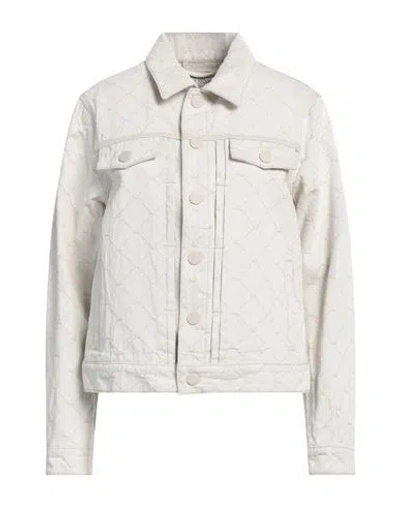 Trussardi Jeans Woman Denim Outerwear Light Grey Size 12 Cotton