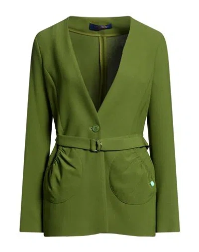 Trussardi Jeans Woman Jacket Military Green Size 6 Polyester, Elastane