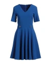 Trussardi Jeans Woman Midi Dress Bright Blue Size 10 Polyester, Elastane