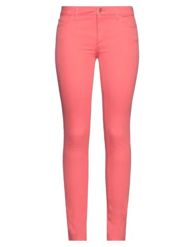 Trussardi Jeans Woman Pants Coral Size 26 Cotton, Elastane In Red