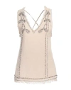 Trussardi Jeans Woman Top Beige Size 4 Cotton, Lurex In Beige