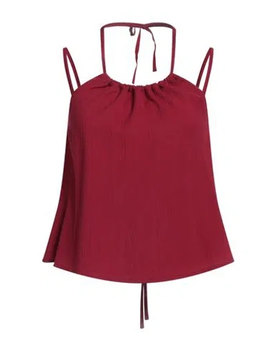 Trussardi Jeans Woman Top Garnet Size 4 Viscose, Polyester, Elastane In Red