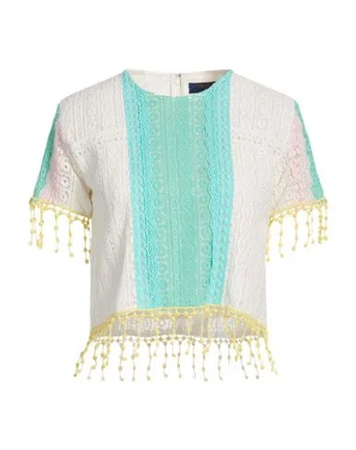 Trussardi Jeans Woman Top White Size 4 Cotton In Multi
