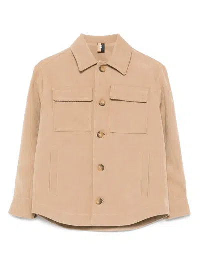 Trussardi Junior Kids' Button-fastening Flap-pocket Shirt In Neutral