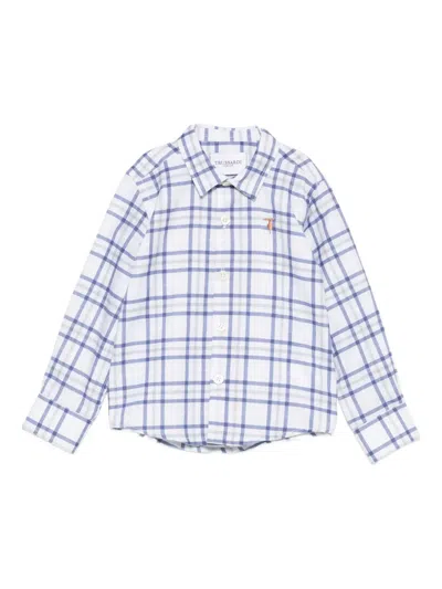 Trussardi Junior Babies' Checked Long-sleeve Shirt In White