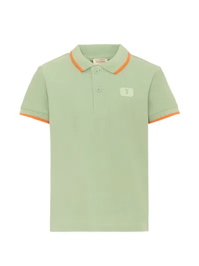 Trussardi Junior Kids' Cotton Polo Shirt In Gray