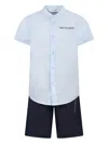 Trussardi Junior Cotton Shirt And Shorts Set In Blue