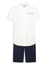 Trussardi Junior Cotton Shirt And Shorts Set In White