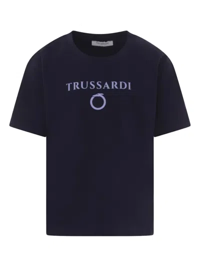 Trussardi Junior Cotton T-shirt In 蓝色