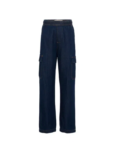 Trussardi Junior Kids' Elasticated-waistband Cargo Pants In Blue