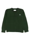 Trussardi Junior Embroidered-logo Button Cardigan In Green