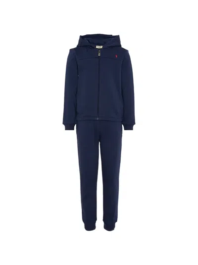 Trussardi Junior Kids' Hooded Zip Tracksuit In Blue