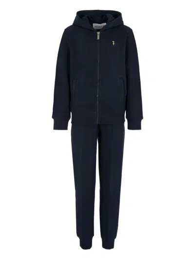 Trussardi Junior Kids' Hooded Zip-up Tracksuit In Blue