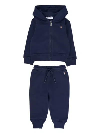 Trussardi Junior Babies' Hooded Zip-up Tracksuit Set In Blue