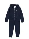 Trussardi Junior Hooded Zip-up Tracksuit Set In Blue
