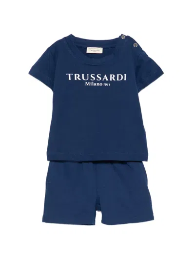 Trussardi Junior Babies' Logo-detail Shorts Set In Blue