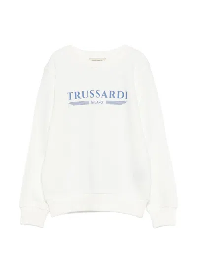 Trussardi Junior Kids' Logo-detail Sweatshirt In White