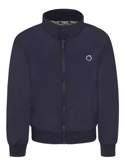 Trussardi Junior Kids' Logo-embroidered Bomber Jacket In Blue