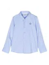 Trussardi Junior Logo-embroidered Button-down Shirt In Blue