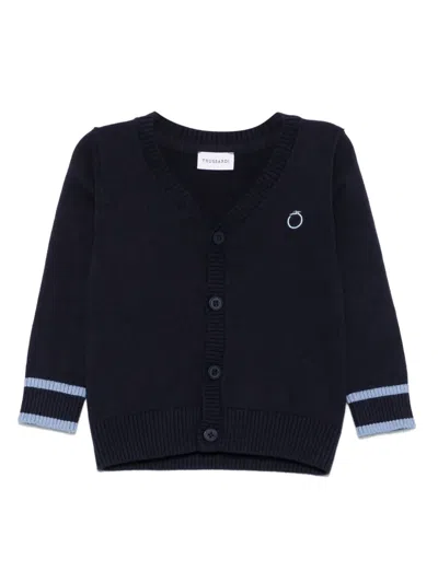 Trussardi Junior Babies' Logo-embroidered Cardigan In Blue