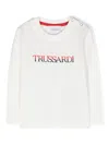 Trussardi Junior Logo-embroidered Cotton T-shirt In White
