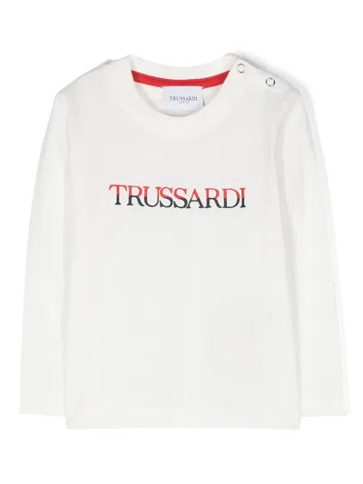 Trussardi Junior Babies' Logo-embroidered Cotton T-shirt In White