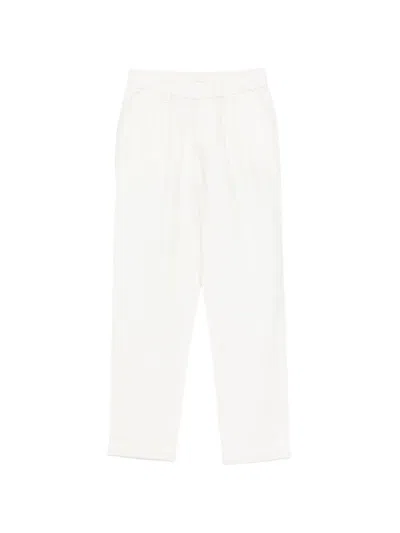 Trussardi Junior Kids' Logo-embroidery Cotton Trousers In White