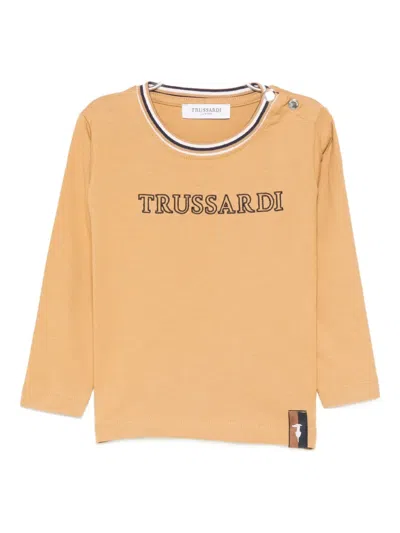 Trussardi Junior Babies' Logo-embroidered Long-sleeve T-shirt In Orange