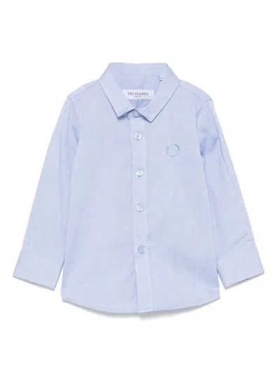 Trussardi Junior Babies' Logo-embroidered Shirt In Blue
