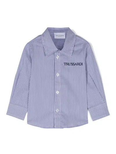 Trussardi Junior Babies' Logo-embroidered Shirt In Blue