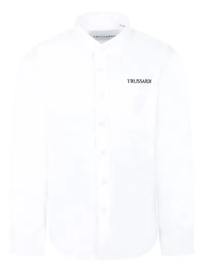 Trussardi Junior Kids' Logo-embroidered Shirt In White