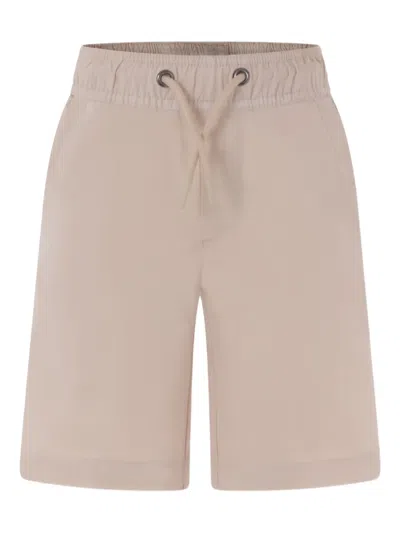 Trussardi Junior Kids' Logo-embroidered Shorts In Neutrals