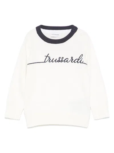 Trussardi Junior Babies' Logo-embroidered Sweater In White