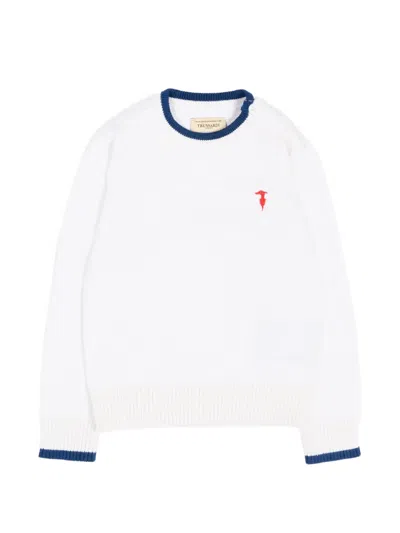 Trussardi Junior Babies' Logo-embroidered Sweater In White