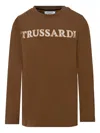 Trussardi Junior Logo-embroidered Sweatshirt In Brown