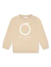 Trussardi Junior Logo-print Cotton Sweatshirt In Neutrals