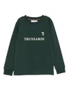 Trussardi Junior Logo-print Long-sleeved Sweatshirt In Green