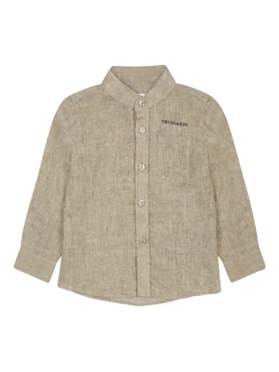 Trussardi Junior Babies' Logo-print Shirt In Neutrals