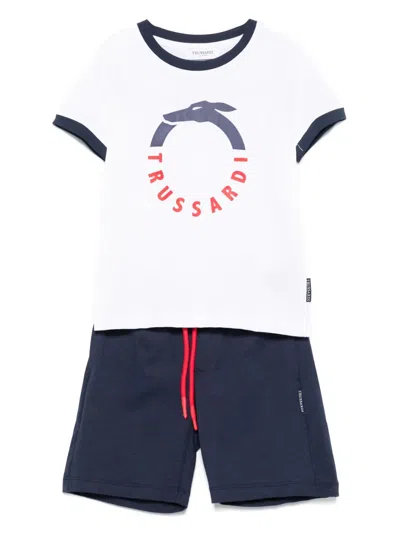 Trussardi Junior Kids' Logo-print Shorts Set In White