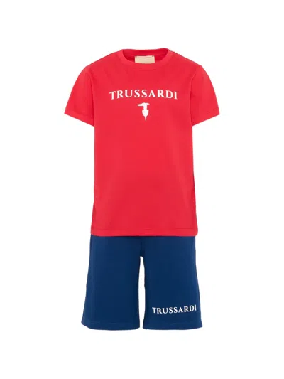 Trussardi Junior Kids' Logo-print T-shirt And Shorts Set In Red