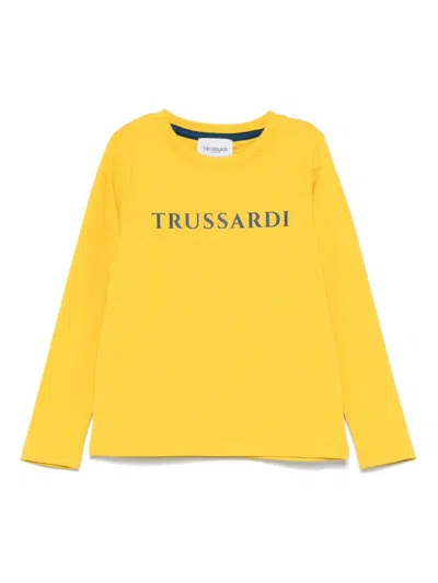 Trussardi Junior Kids' Logo-print T-shirt In Yellow