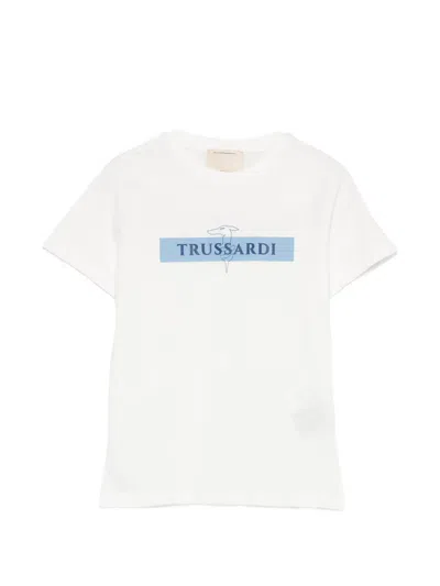 Trussardi Junior Kids' Logo T-shirt In White